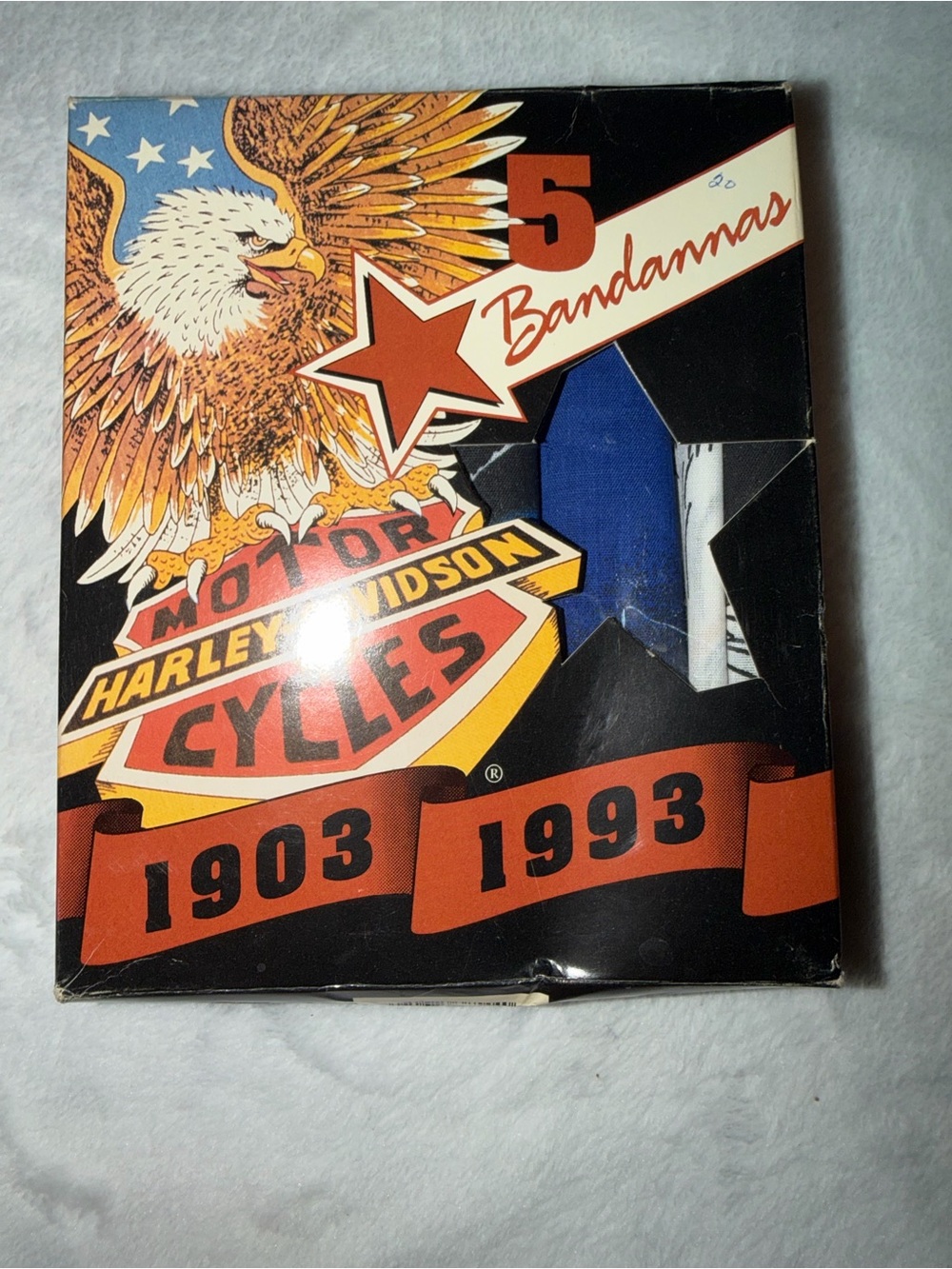 1993 Harley Davidson 90th Anniversary 5 Bandana Set- Read